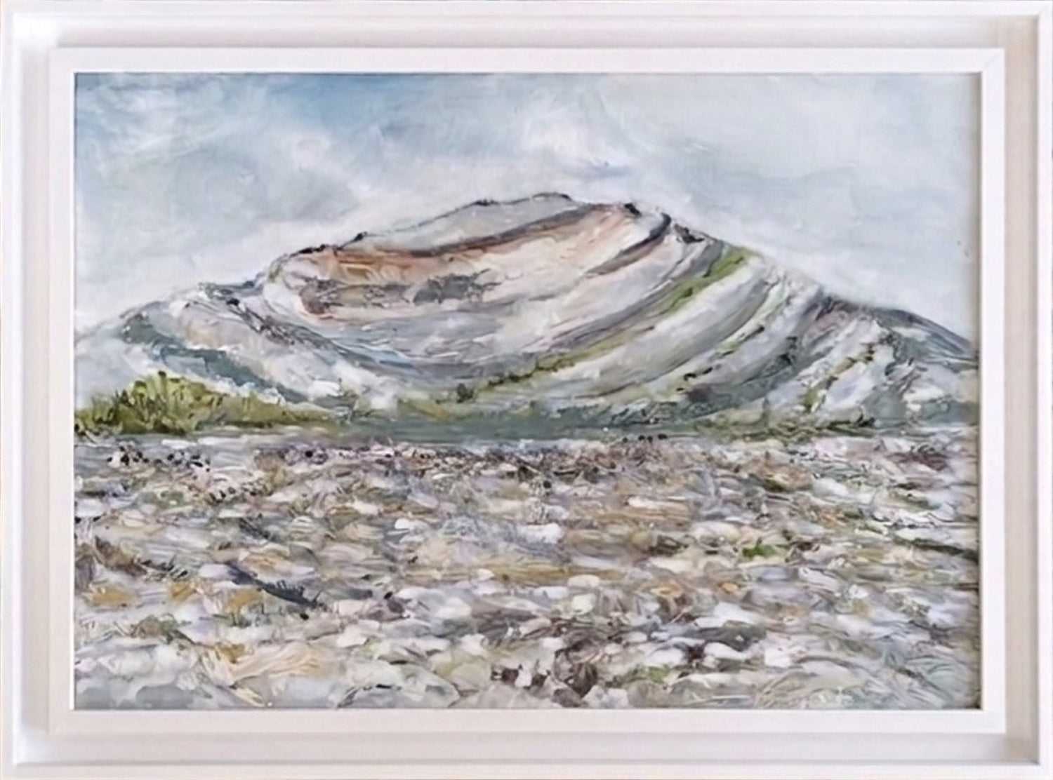 Limestone Terraces — cold wax and oil painting of Burren limestone terracing by Anna de Marigny, 67.7 x 50.2 cm framed